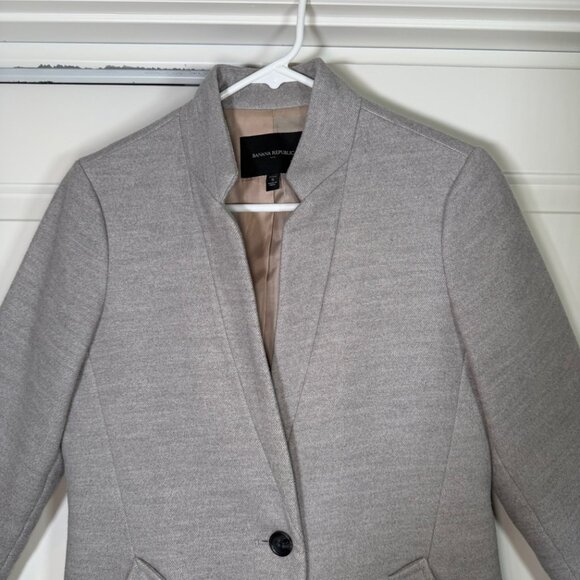Banana Republic Inverted Collar Light Heather Grey Coat Small Petite - Picture 5 of 12